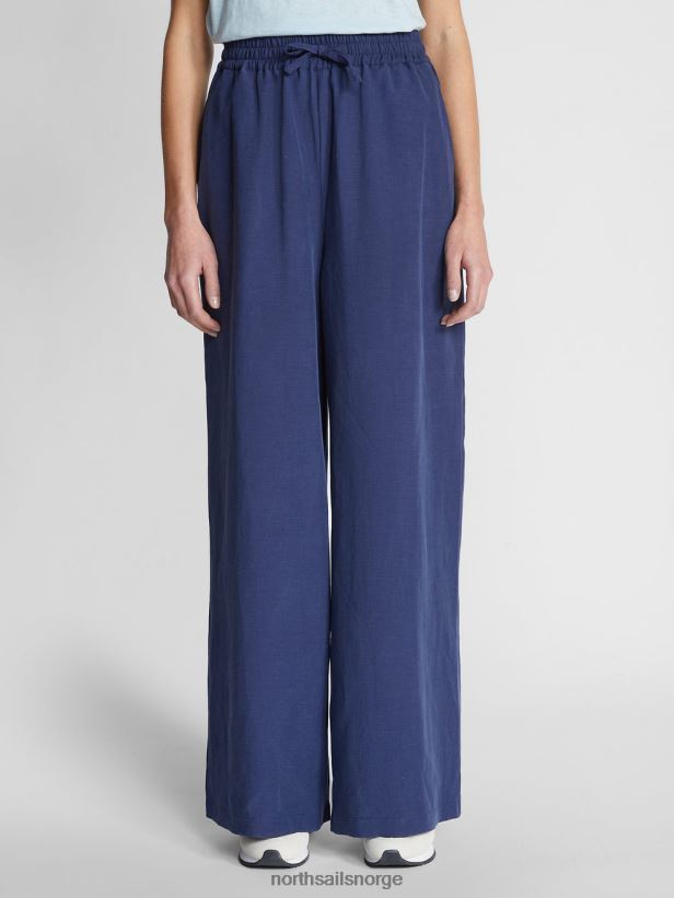 bukser i økologisk lin North Sails kvinner midnatt blå klær H4N2FN1500