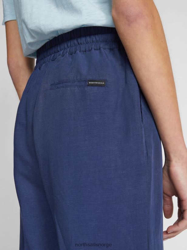 bukser i økologisk lin North Sails kvinner midnatt blå klær H4N2FN1500