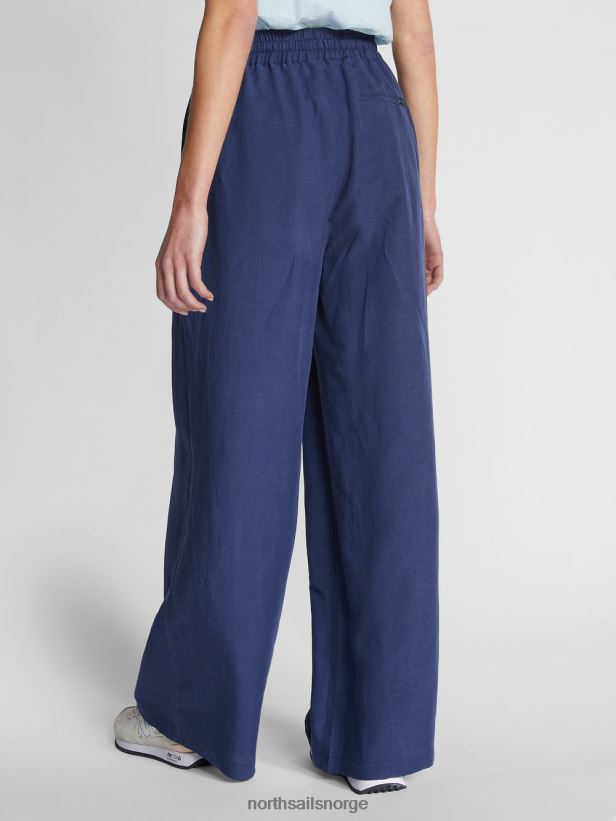 bukser i økologisk lin North Sails kvinner midnatt blå klær H4N2FN1500
