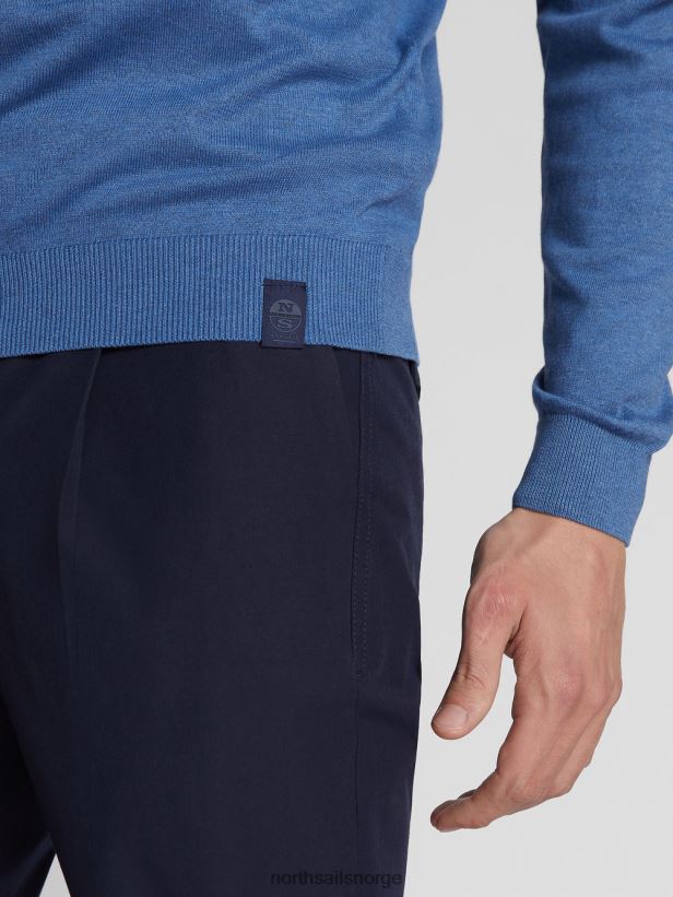 genser i bomull North Sails menn blå melange klær H4N2FN1064