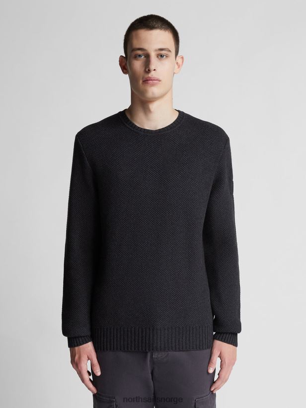 genser i bomull og ull North Sails menn mørkegrå melange klær H4N2FN1310