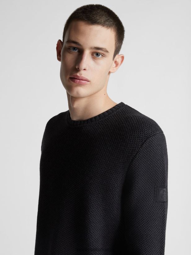 genser i bomull og ull North Sails menn mørkegrå melange klær H4N2FN1310