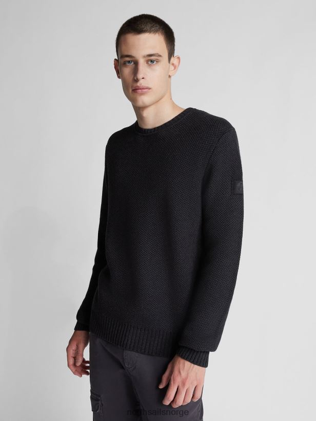 genser i bomull og ull North Sails menn mørkegrå melange klær H4N2FN1310