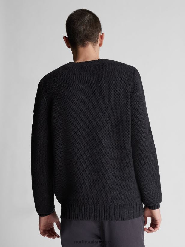 genser i bomull og ull North Sails menn mørkegrå melange klær H4N2FN1310