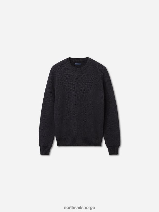 genser i bomull og ull North Sails menn mørkegrå melange klær H4N2FN1310