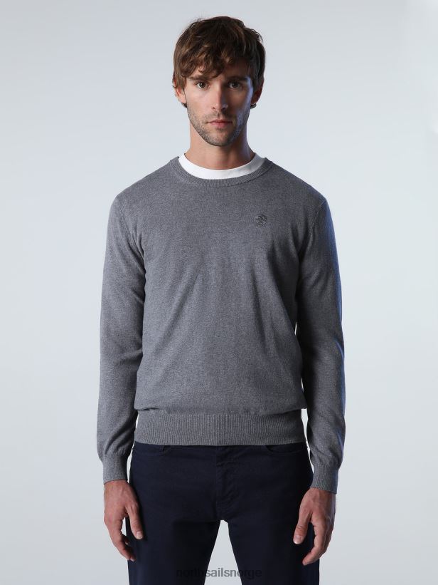 genser med rund hals North Sails menn middels gråmelert klær H4N2FN910
