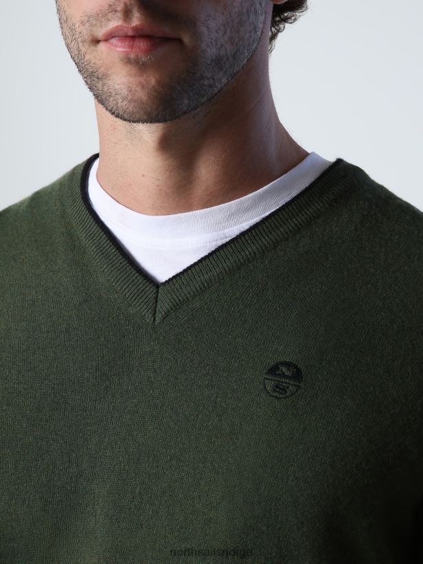 genser med v-hals North Sails menn eføygrønn klær H4N2FN805