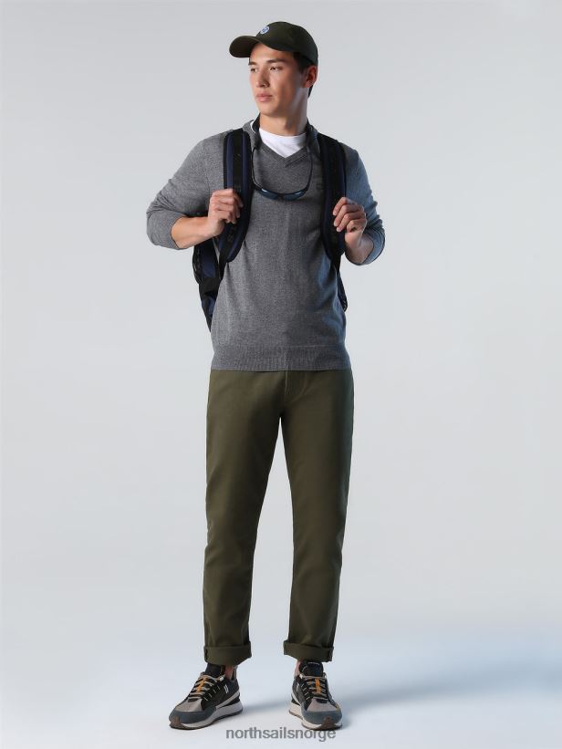 genser med v-hals North Sails menn middels gråmelert klær H4N2FN779