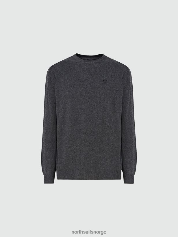 øko kashmirgenser North Sails menn mørkegrå melange klær H4N2FN893