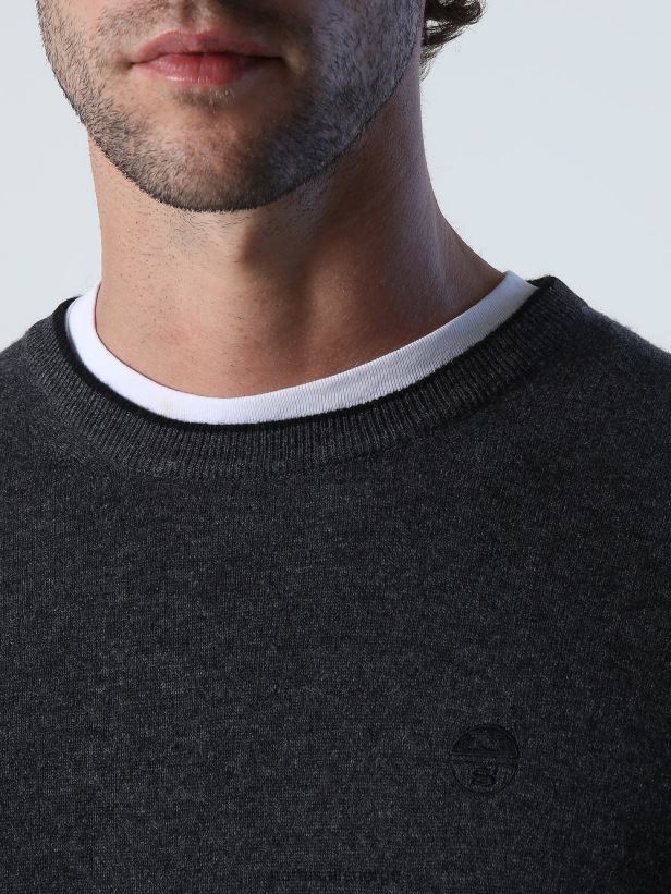 øko kashmirgenser North Sails menn mørkegrå melange klær H4N2FN893