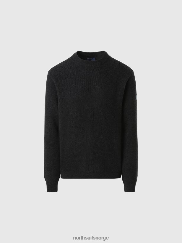 ny genser med rund hals North Sails menn mørkegrå melange klær H4N2FN682