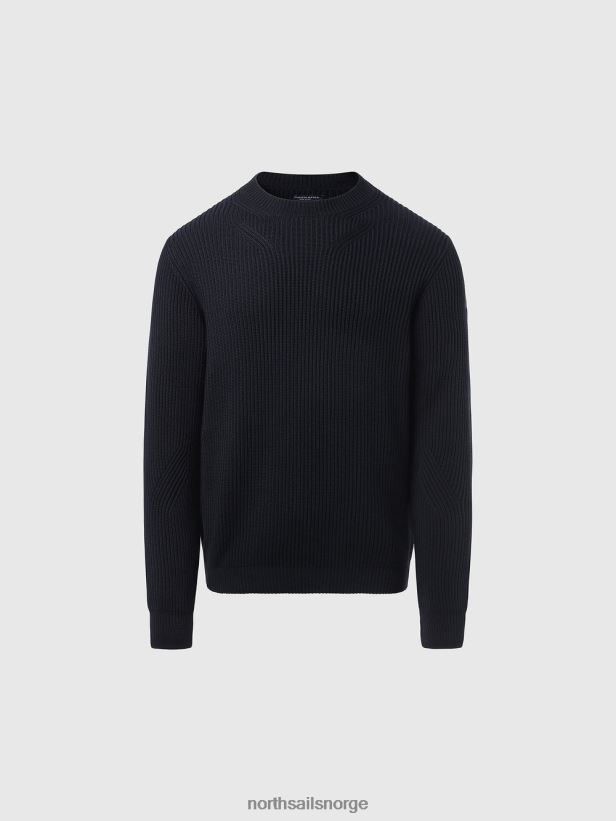 ribbet rund hals North Sails menn marineblå klær H4N2FN248