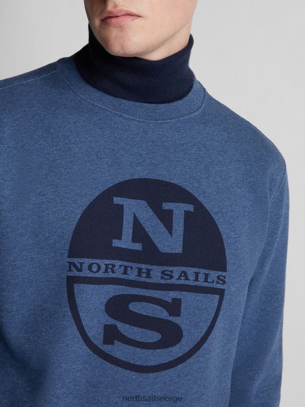 genser i økologisk fleece North Sails menn denim blå melange klær H4N2FN1324