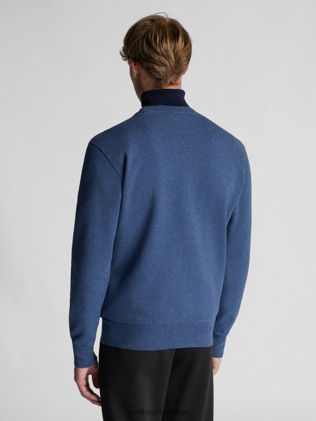 genser i økologisk fleece North Sails menn denim blå melange klær H4N2FN1324