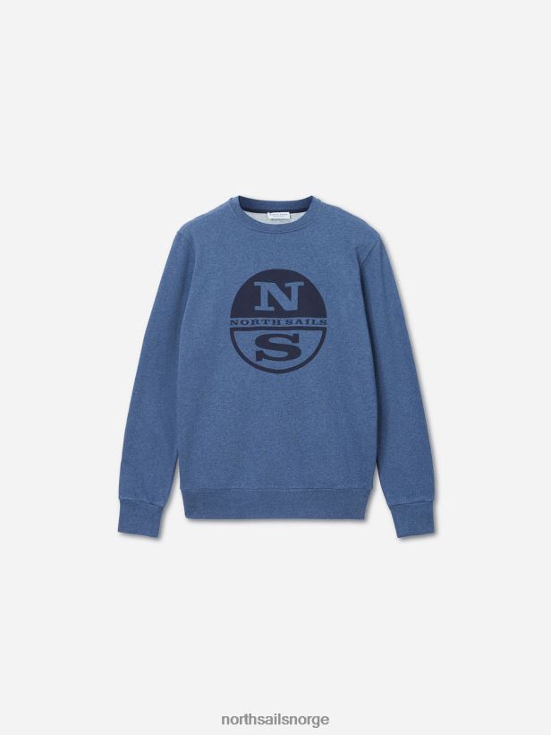 genser i økologisk fleece North Sails menn denim blå melange klær H4N2FN1324