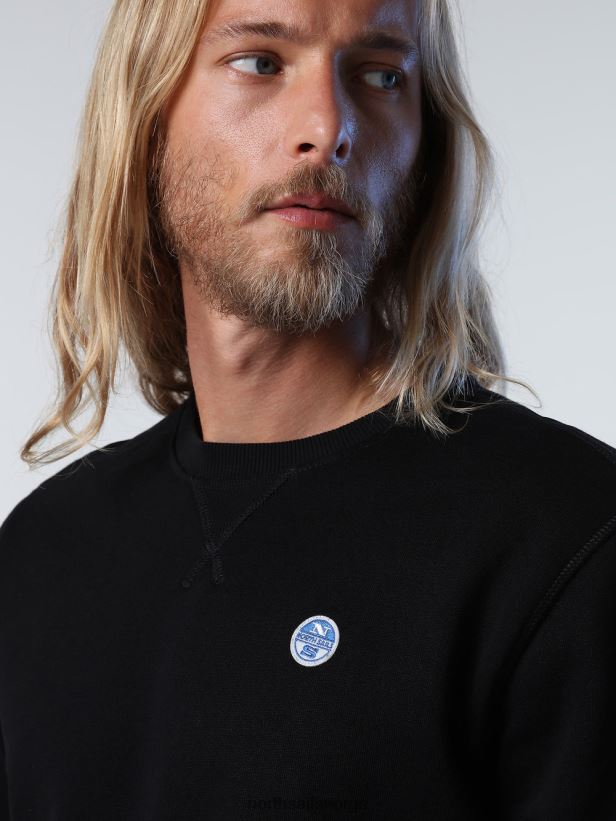 genser med logo på brystet North Sails menn svart klær H4N2FN739