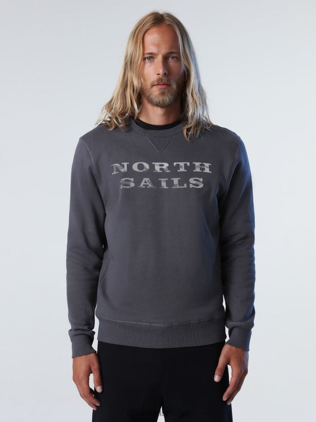 genser med skrift North Sails menn asfalt klær H4N2FN934