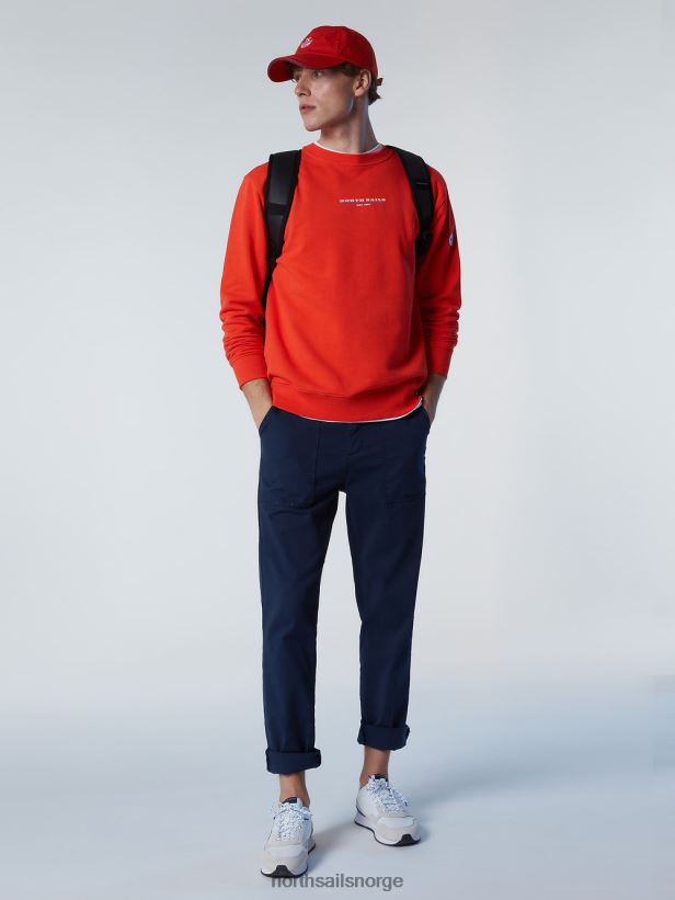 genser med trykk på brystet North Sails menn lys oransje klær H4N2FN292