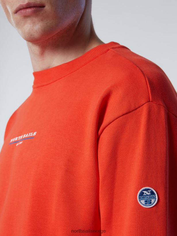 genser med trykk på brystet North Sails menn lys oransje klær H4N2FN292