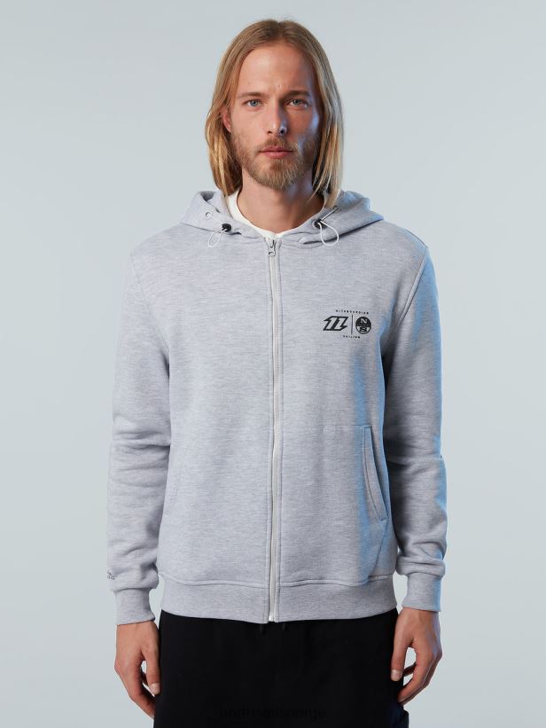 hettegenser full glidelås sweatshirt kite North Sails menn gråmelert klær H4N2FN263