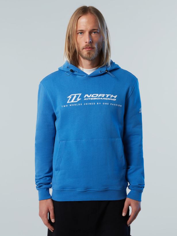 hettegenser med brodert hette North Sails menn digital blå klær H4N2FN270