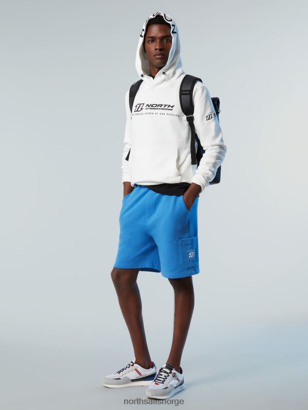 hettegenser med brodert hette North Sails menn hvit klær H4N2FN269