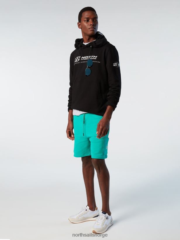 hettegenser med brodert hette North Sails menn svart klær H4N2FN268