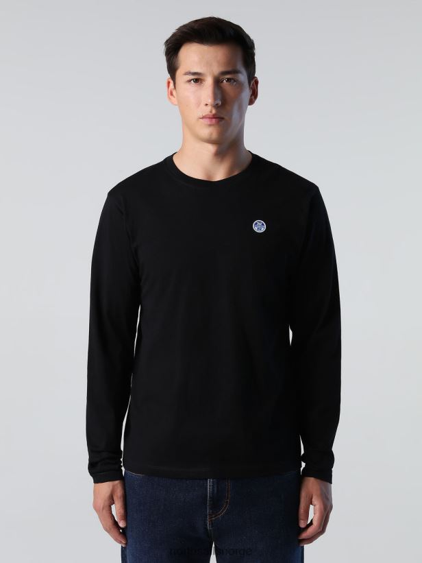 langermet topp med logo North Sails menn svart klær H4N2FN305