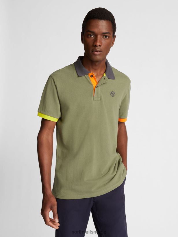 fargeblokk poloskjorte North Sails menn olivengrønn klær H4N2FN1144