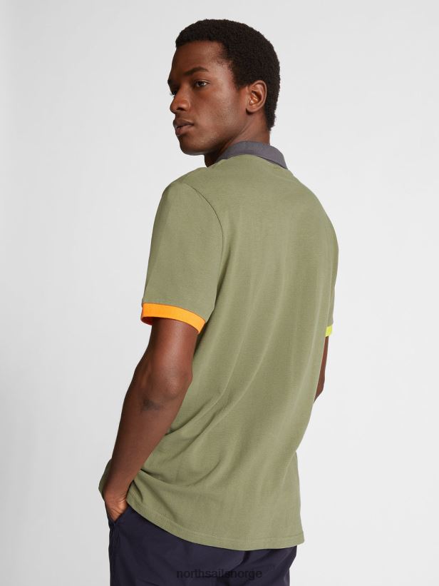 fargeblokk poloskjorte North Sails menn olivengrønn klær H4N2FN1144