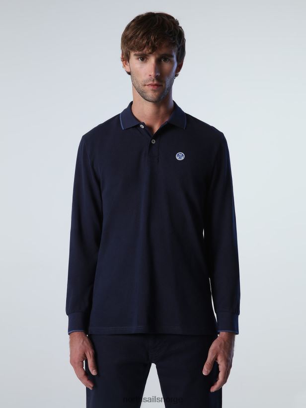 langermet poloskjorte North Sails menn marineblå klær H4N2FN1006