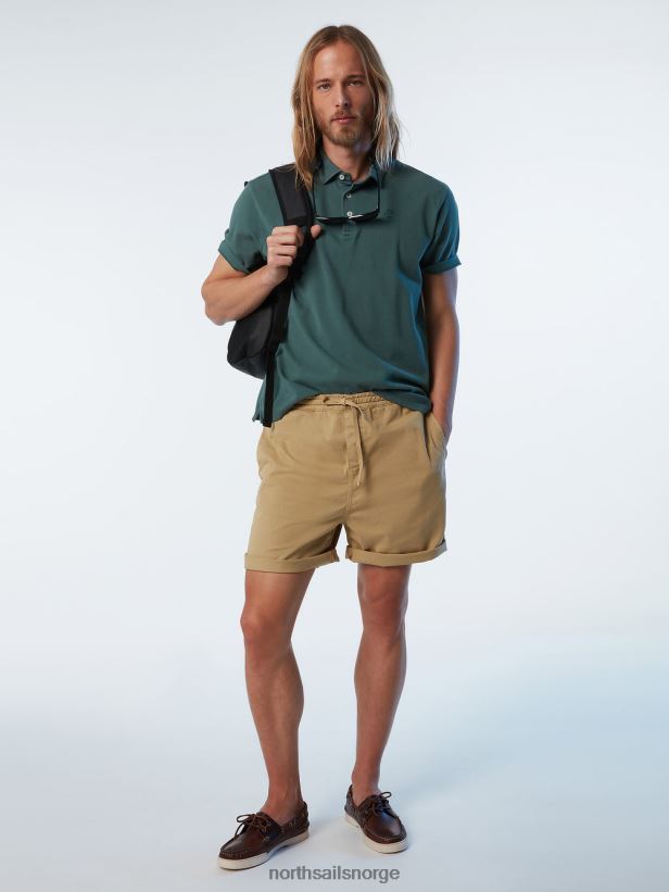 ny poloskjorte i økologisk bomull North Sails menn militærgrønt klær H4N2FN111
