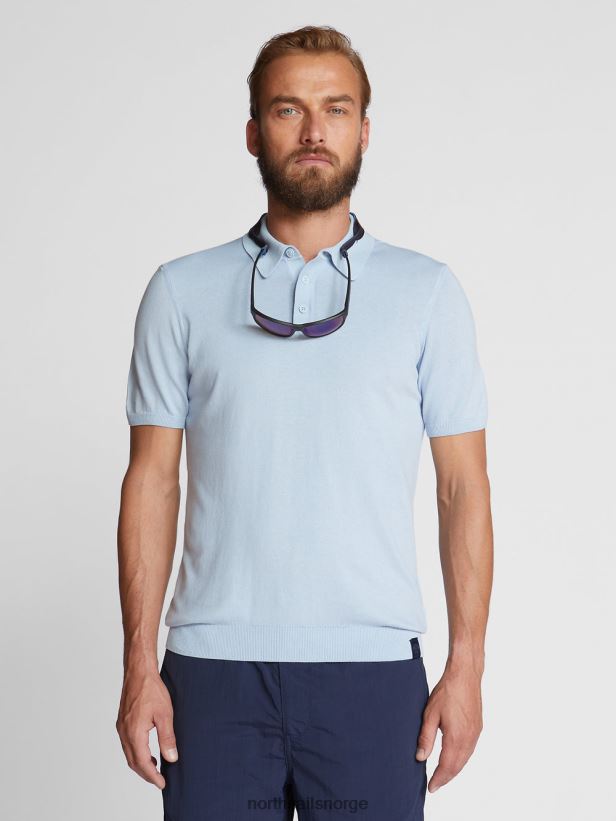 poloskjorte i økologisk bomull North Sails menn kjølig blå klær H4N2FN1115