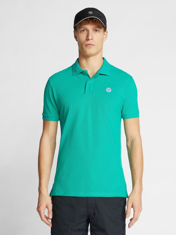 poloskjorte med logo på brystet North Sails menn smaragd klær H4N2FN1201