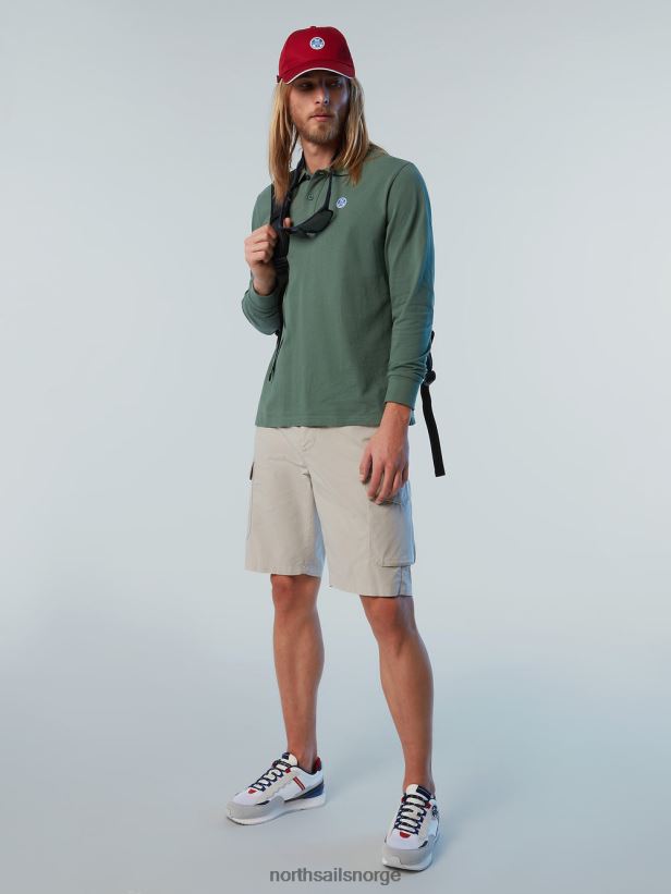 poloskjorte med logolapp North Sails menn militærgrønt klær H4N2FN86
