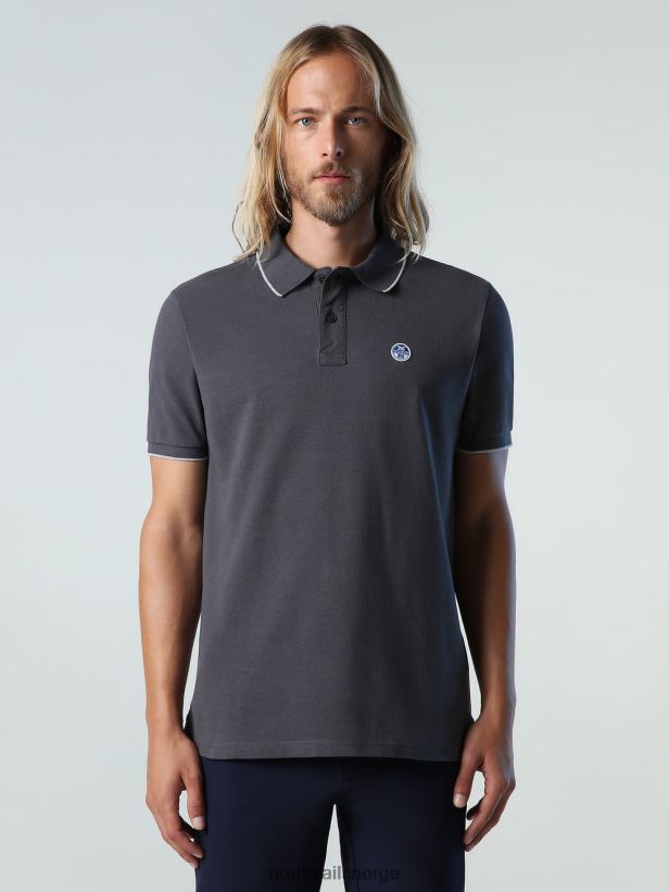 poloskjorte med trykk North Sails menn asfalt klær H4N2FN940