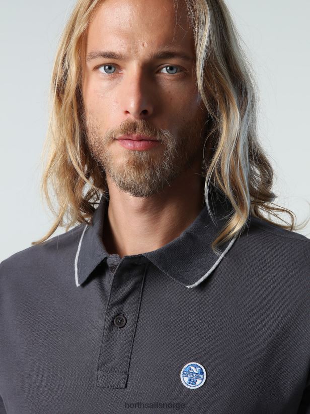 poloskjorte med trykk North Sails menn asfalt klær H4N2FN940