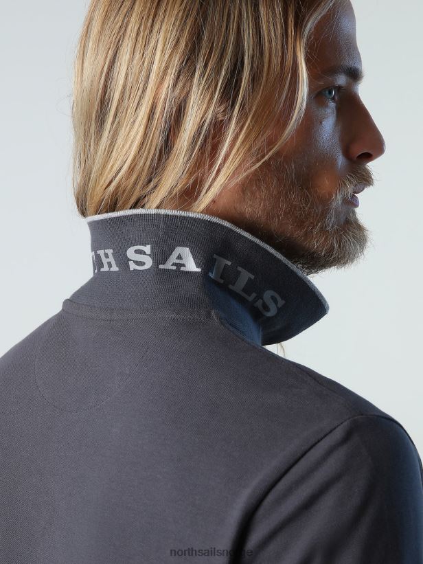 poloskjorte med trykk North Sails menn asfalt klær H4N2FN940