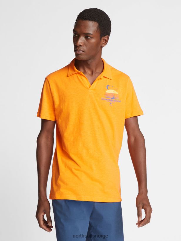 poloskjorte med trykk North Sails menn livlig oransje klær H4N2FN1074
