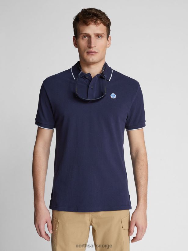 poloskjorte med trykk North Sails menn marineblå klær H4N2FN1058