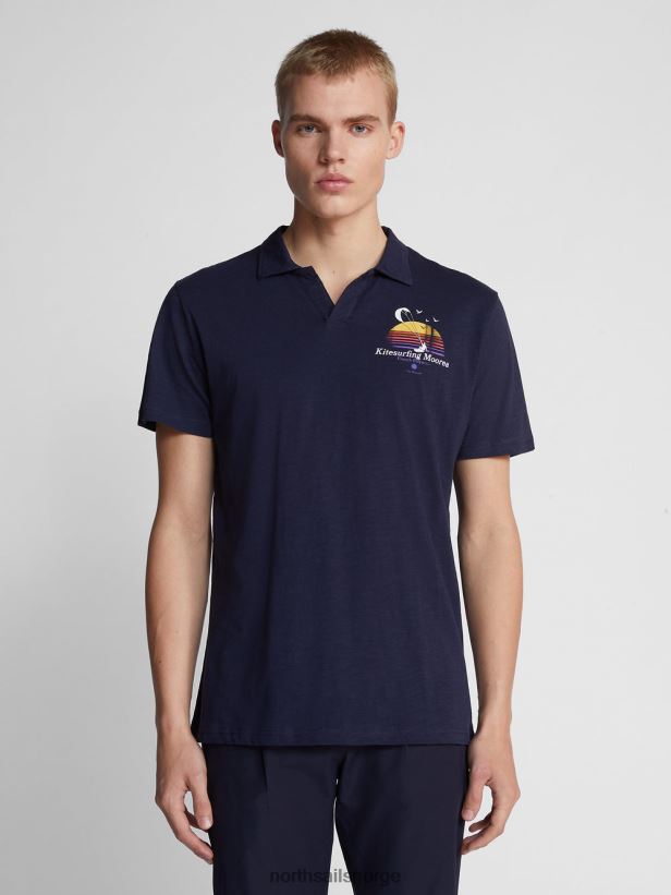 poloskjorte med trykk North Sails menn marineblå klær H4N2FN1076