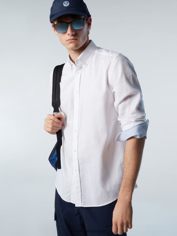 bomullsskjorte North Sails menn hvit klær H4N2FN233
