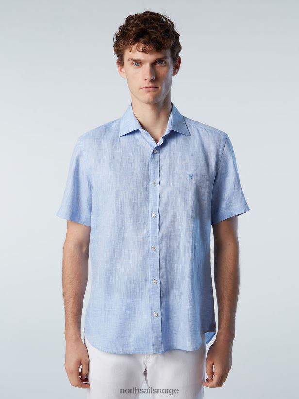 kortermet linskjorte North Sails menn lyse blå klær H4N2FN215