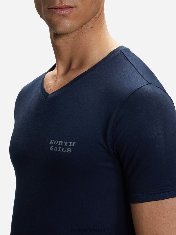 bambus t-skjorte med v-hals North Sails menn marineblå klær H4N2FN496