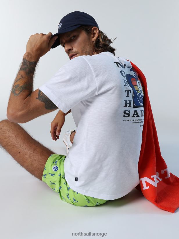 t-skjorte med grafisk trykk North Sails menn hvit klær H4N2FN148