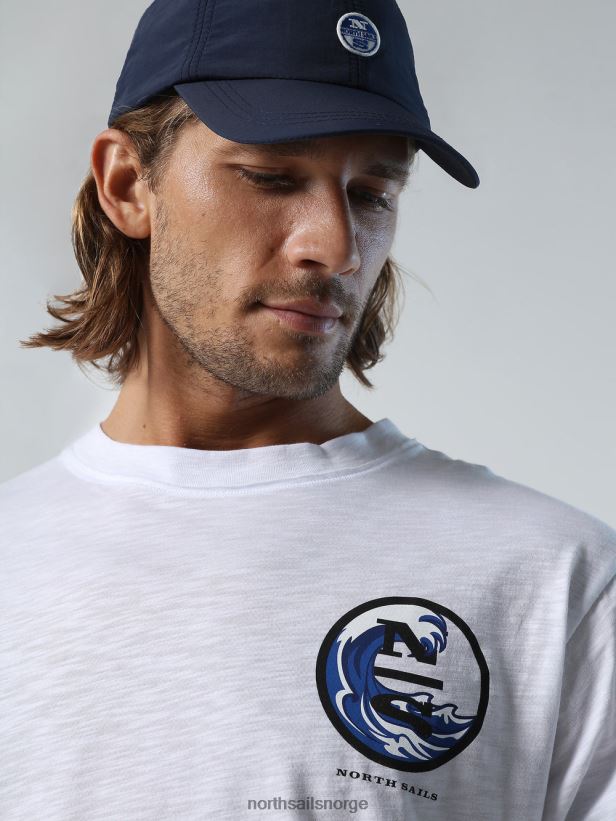 t-skjorte med grafisk trykk North Sails menn hvit klær H4N2FN148