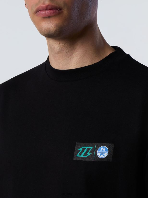 t-skjorte med grafisk trykk North Sails menn svart klær H4N2FN139