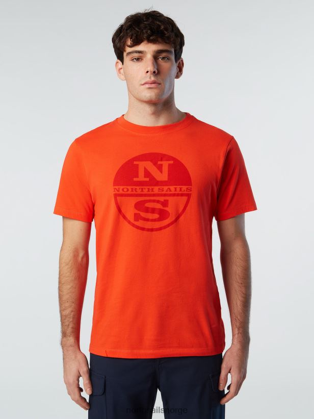 t-skjorte med maxi logotrykk North Sails menn lys oransje klær H4N2FN175