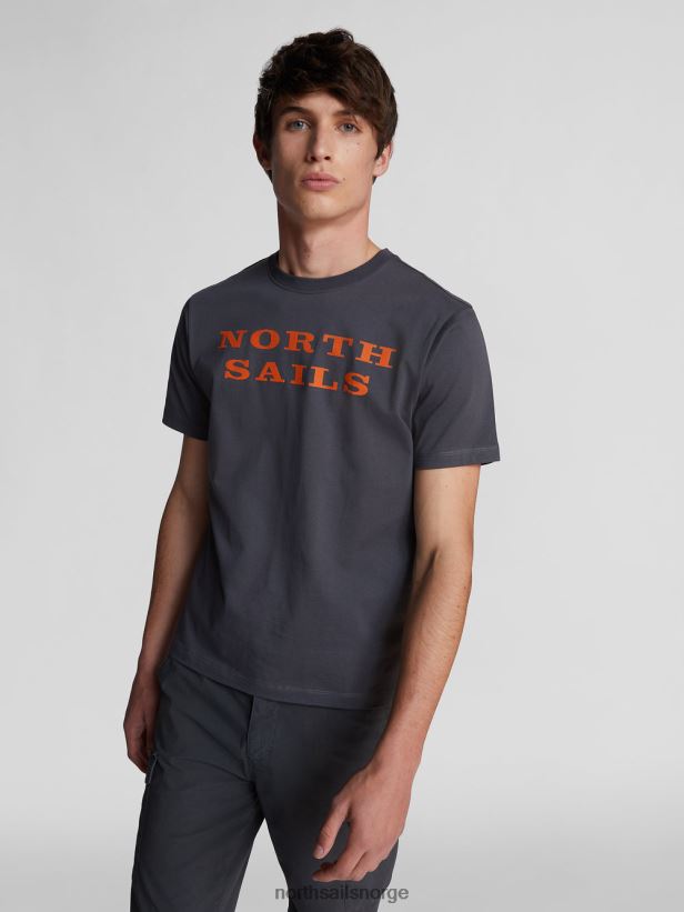 t-skjorte med skrift North Sails menn asfalt klær H4N2FN1264