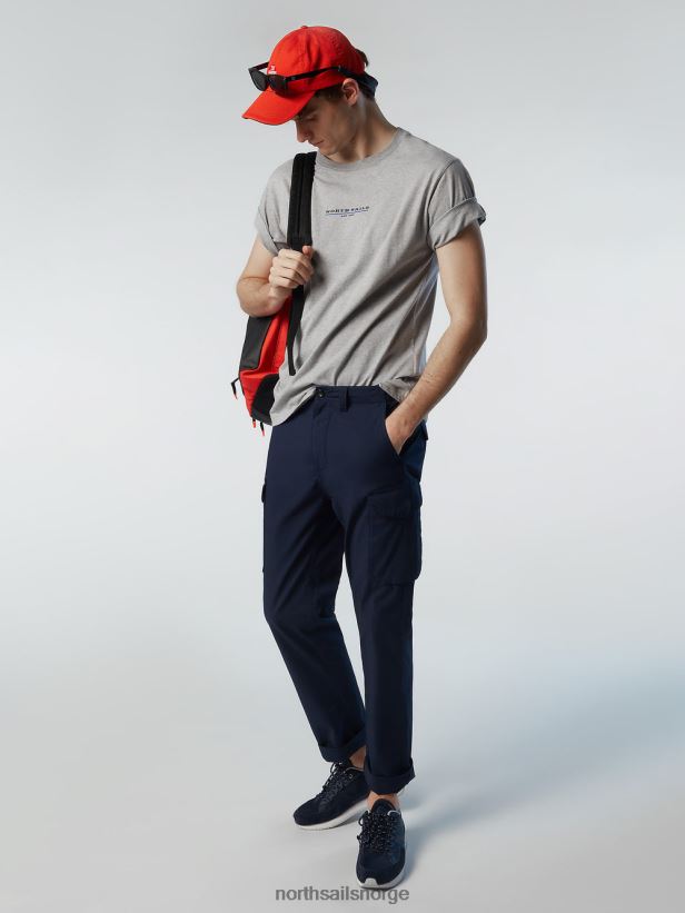 t-skjorte med trykk på brystet North Sails menn gråmelert klær H4N2FN156